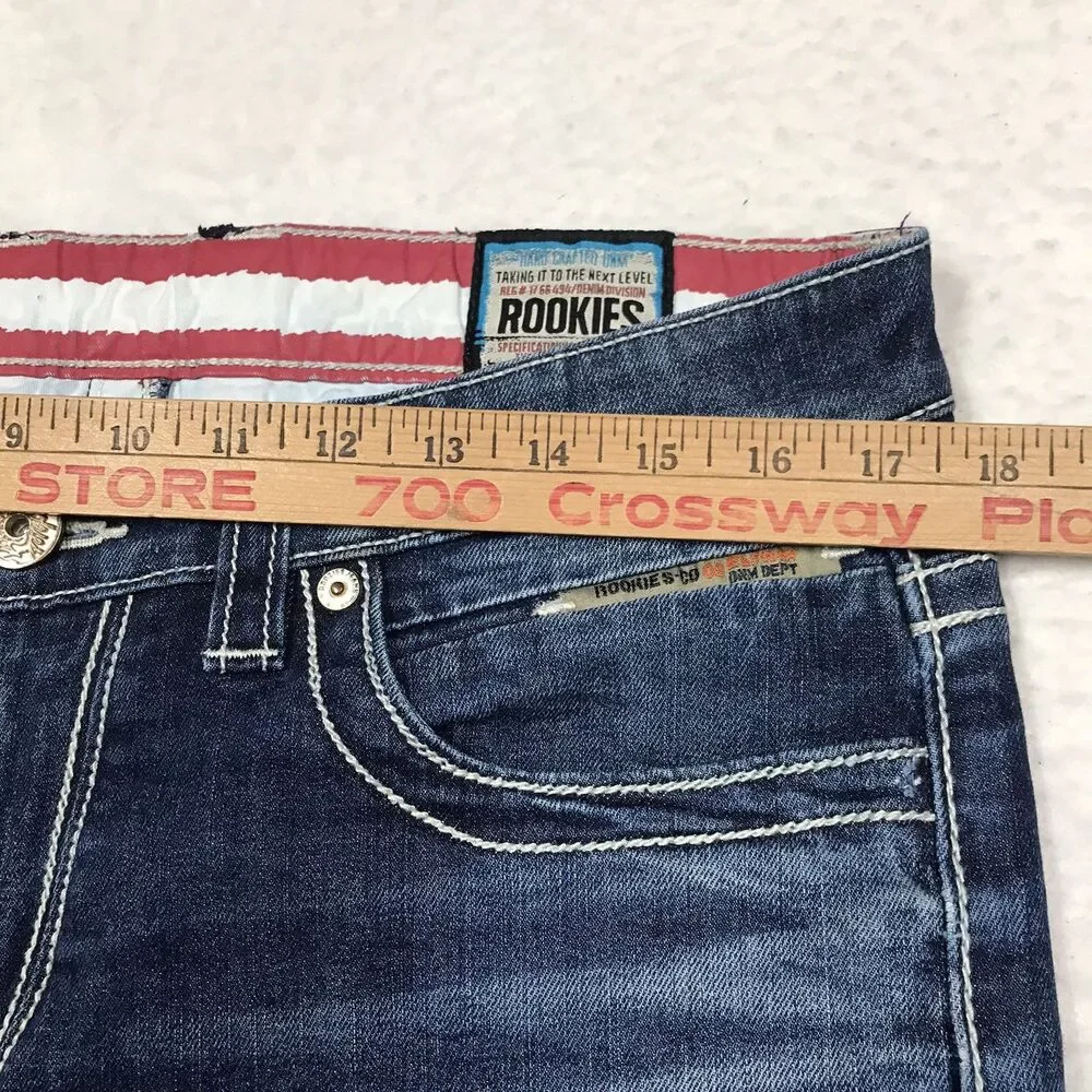 ROOKIES Lennon Jean Men 34x33 Low Rise Narrow Dark Whisker Wash Stretch